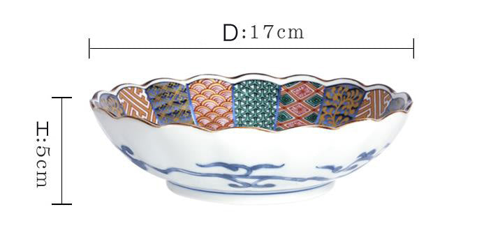 Japanese Somenishiki Koimari Serving Bowl, 17 cm