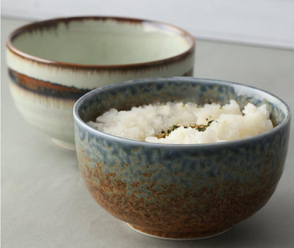 Small Blue Swirl Japanese Rice Bowl, 13 cm