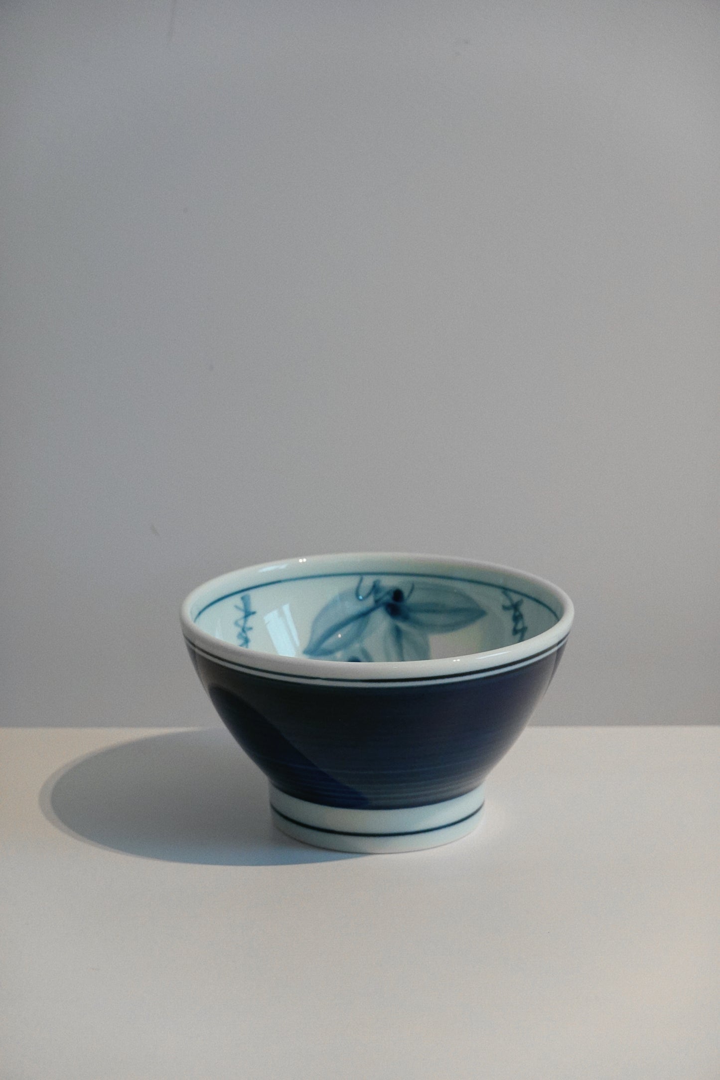 Small Indigo Blue Grape Pattern Japanese Rice Bowl, 12 cm