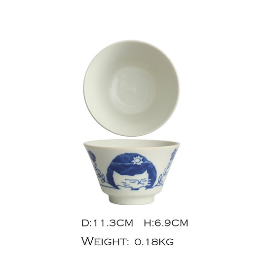 Small Dreaming Cat Japanese Rice Bowl, 11.3 cm