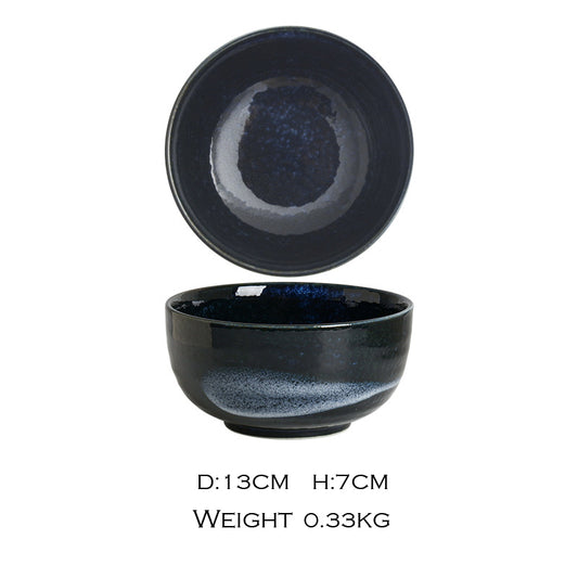 Small Navy Blue Japanese Rice Bowl, 13 cm