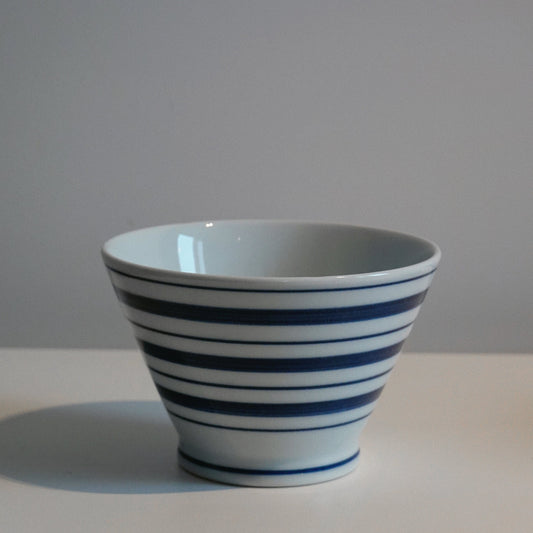 Hasami Ware Porcelain Japanese Rice Bowl, Stripe Pattern 12 cm